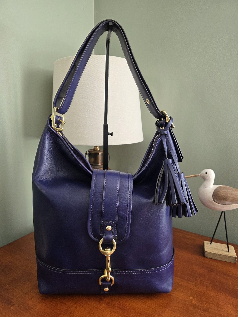 Coach 23420 Legacy Clip Duffle Purple Leather Shoulder Bucket Bag